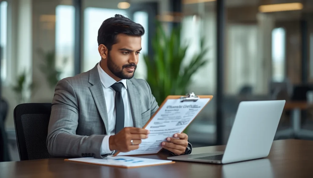Manager reviewing a corporate travel checklist