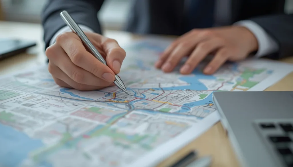 Marking staff pickup points on a city route map