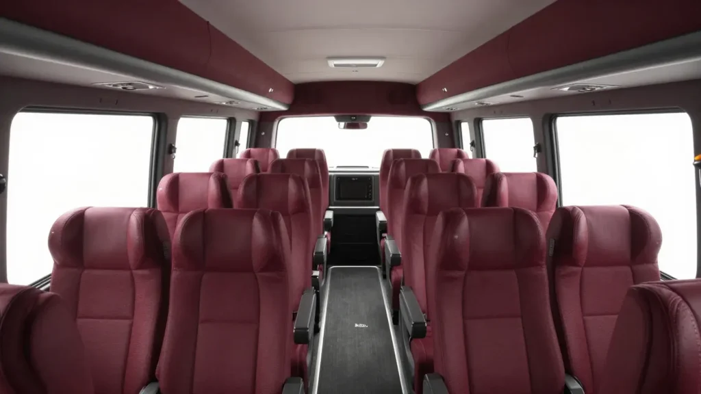 Premium passenger van interior with reclining seats