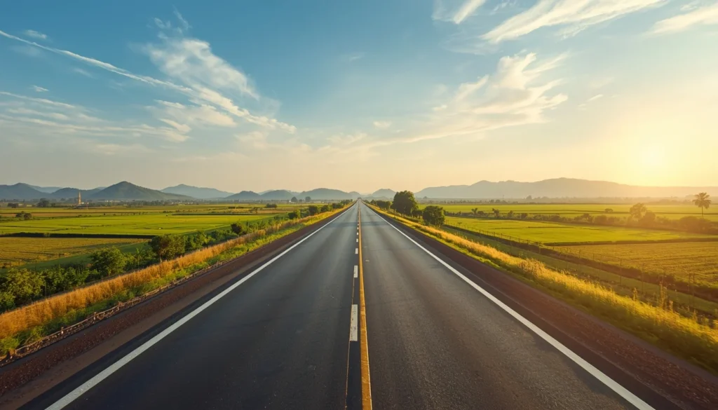 Highway route from Salem towards Coimbatore through green fields