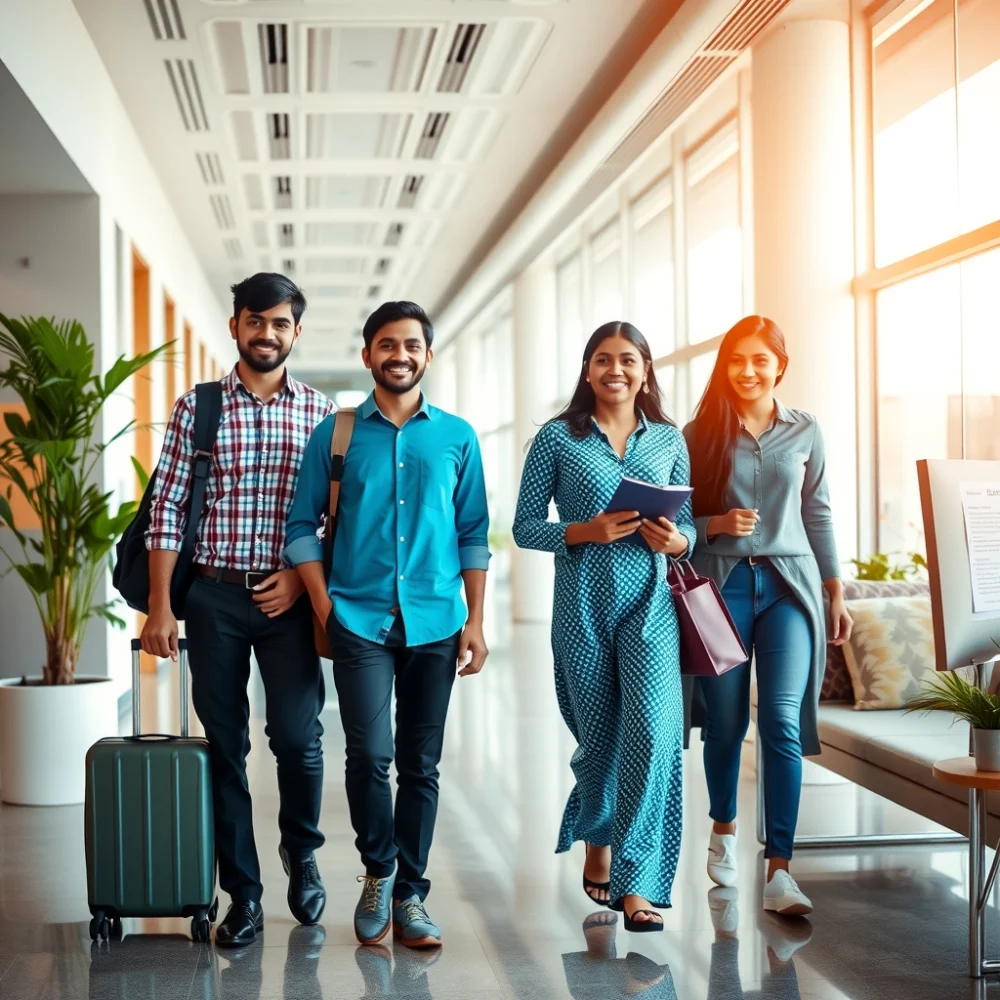 Employees arriving on time at the office after planned staff transport