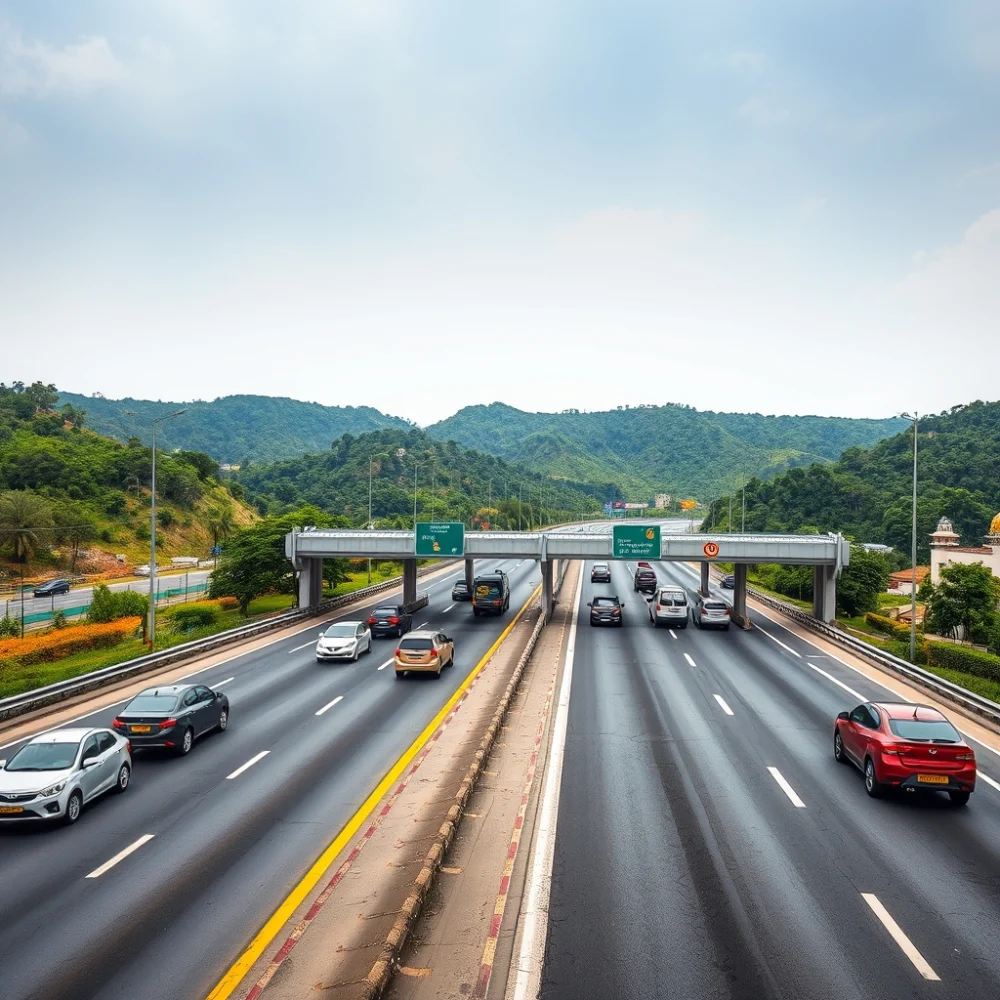 Highway toll plaza on a Tamil Nadu road trip route