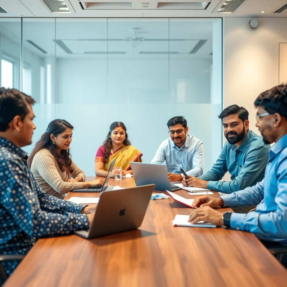 Corporate travel policy discussion by an Indian office team